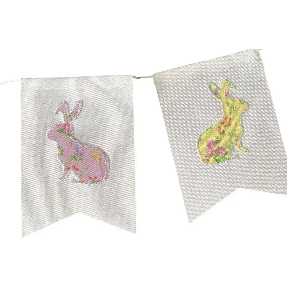 Happy Easter Banner Bunny Bunnies 5 ft Reusable Decor Flowers Spring‎ Deck Party